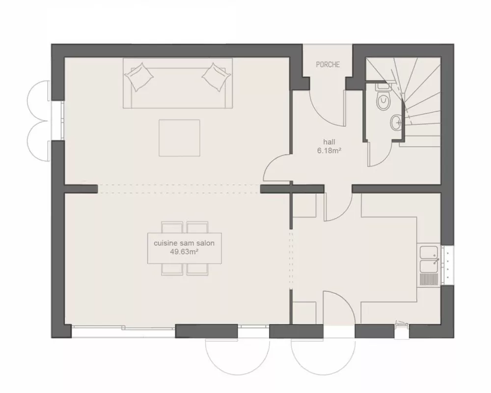 Image du modèle de maison PLAN RDC 3CH120-sans cotes