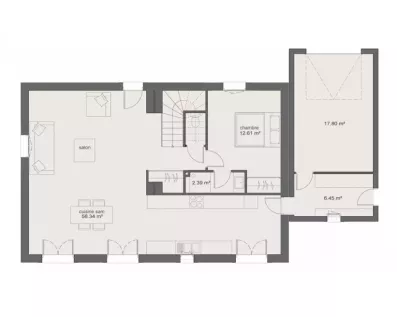 Image du modèle de maison PLAN RDC 3CH105-sans cotes