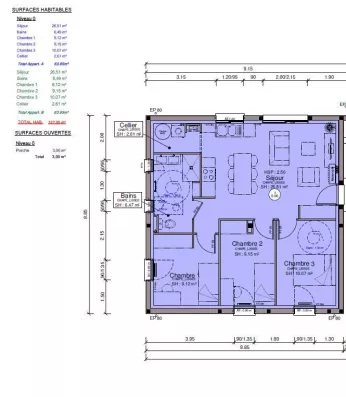 Image du modèle de maison PLAN Appartement T4 64m²