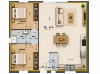 Image du modèle de maison Plan interieur illustré Montpitol