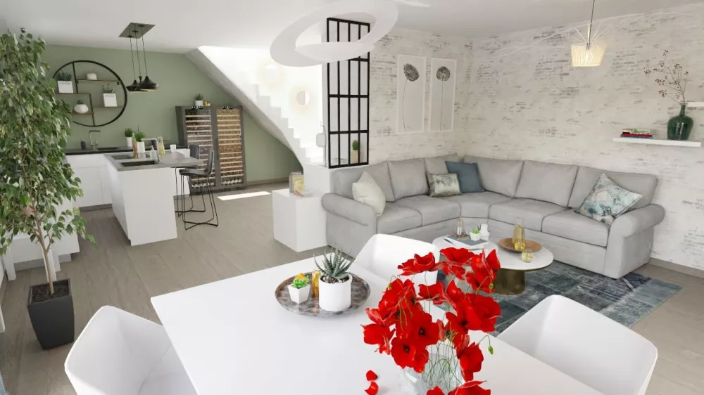 Image du modèle de maison visuel salon cave à vin