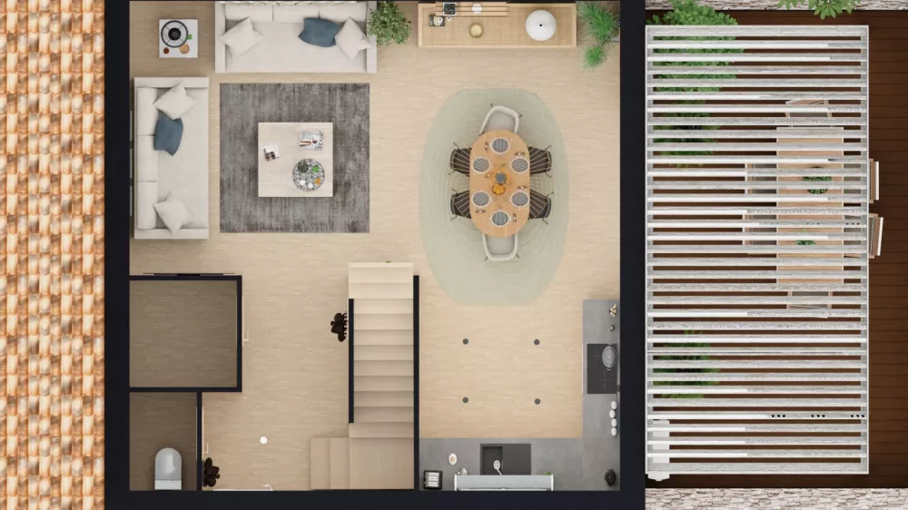 Image du modèle de maison visuel plan rdc imagé