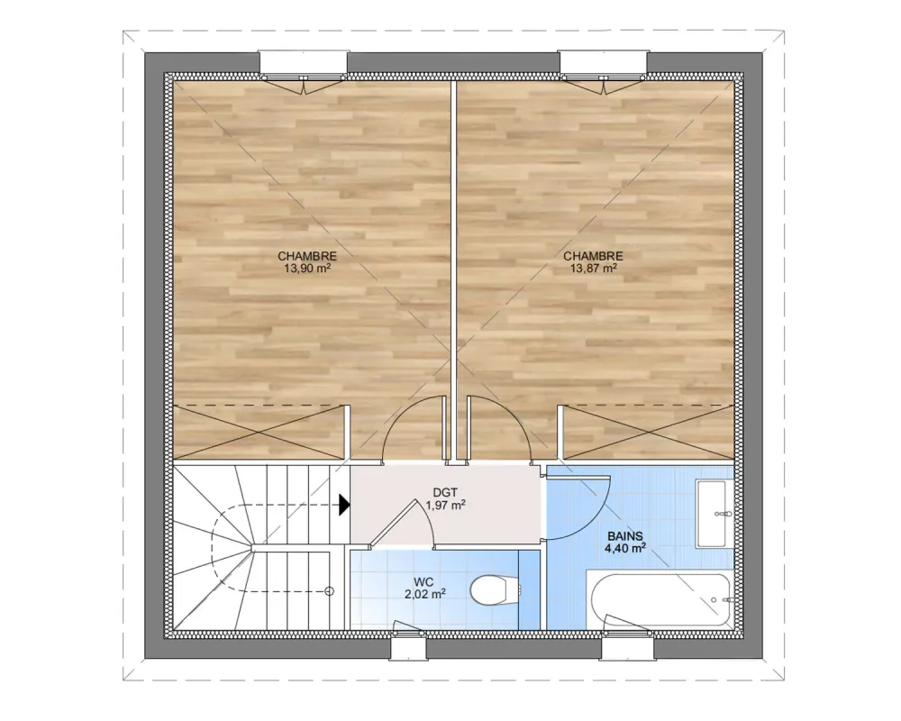 Image du modèle de maison PLAN ETAGE 100-sans cotes