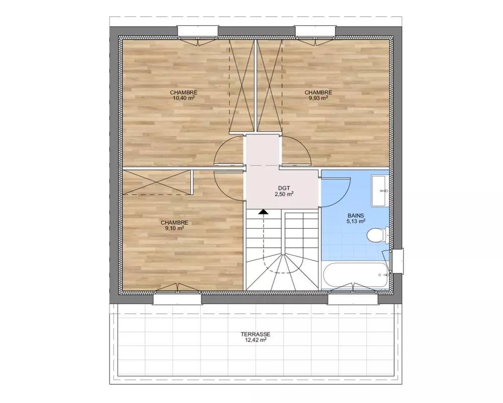 Image du modèle de maison PLAN ETAGE 106 3CH-sans cotes