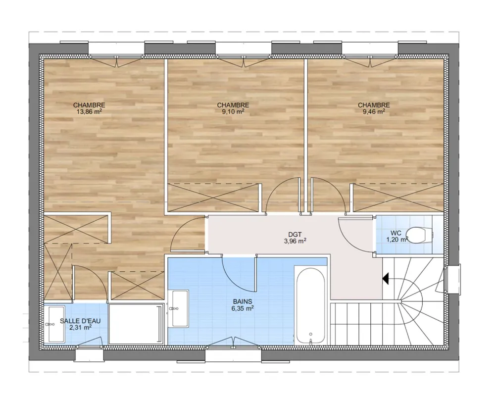 Image du modèle de maison PLAN ETAGE 115-sans cotes