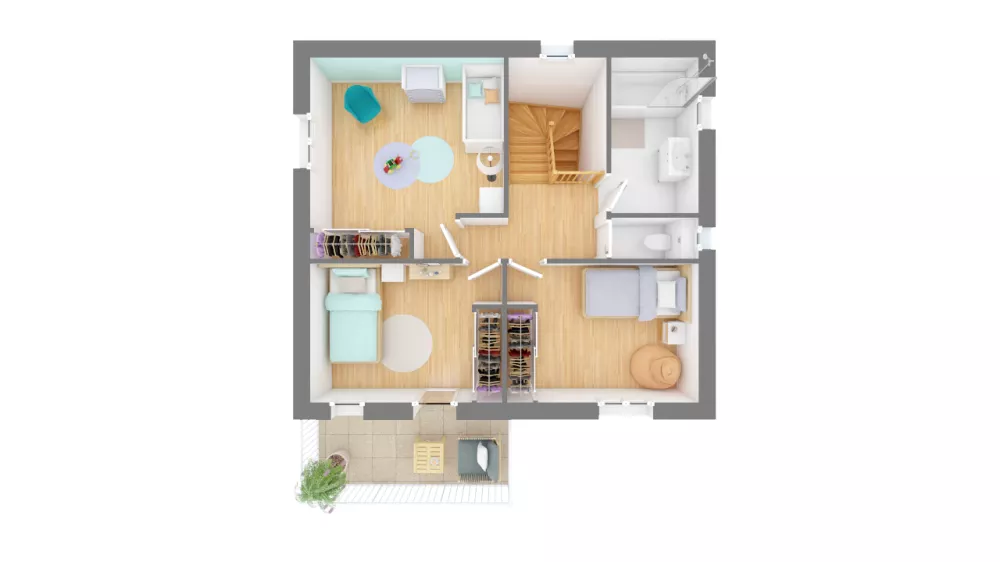 Image du modèle de maison domasud_ines_140-f1-vue_de_dessus_etage