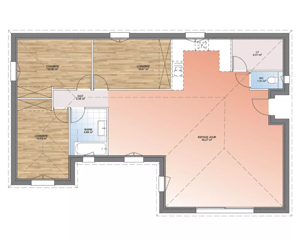 Image du modèle de maison PLAN RDC 100-sans cotes