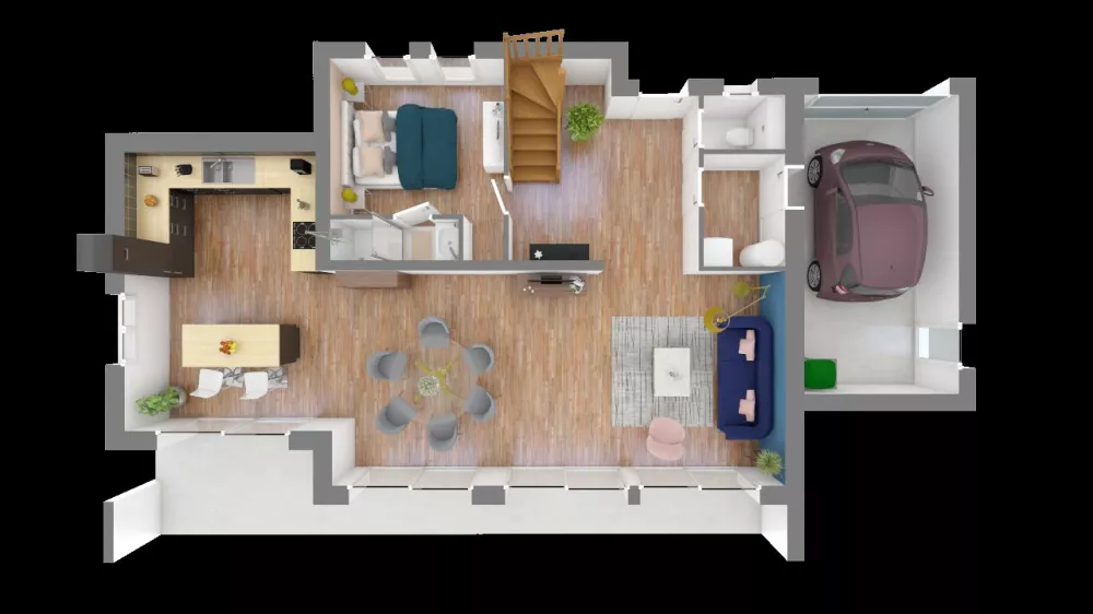 Image du modèle de maison domasud_zkubic_133-f0-vue_de_dessus_rdc