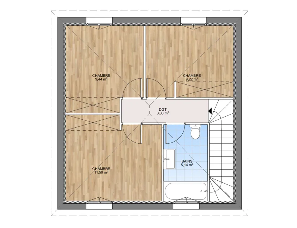 Image du modèle de maison PLAN ETAGE 100-sans cotes